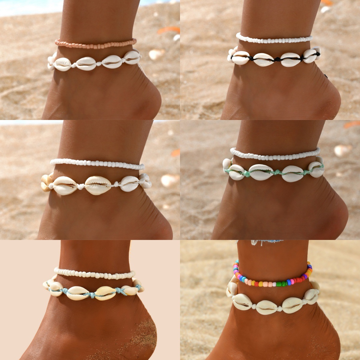 Body Jewelry Leg Chain - 2 pçs bohemia natural concha tornozeleiras