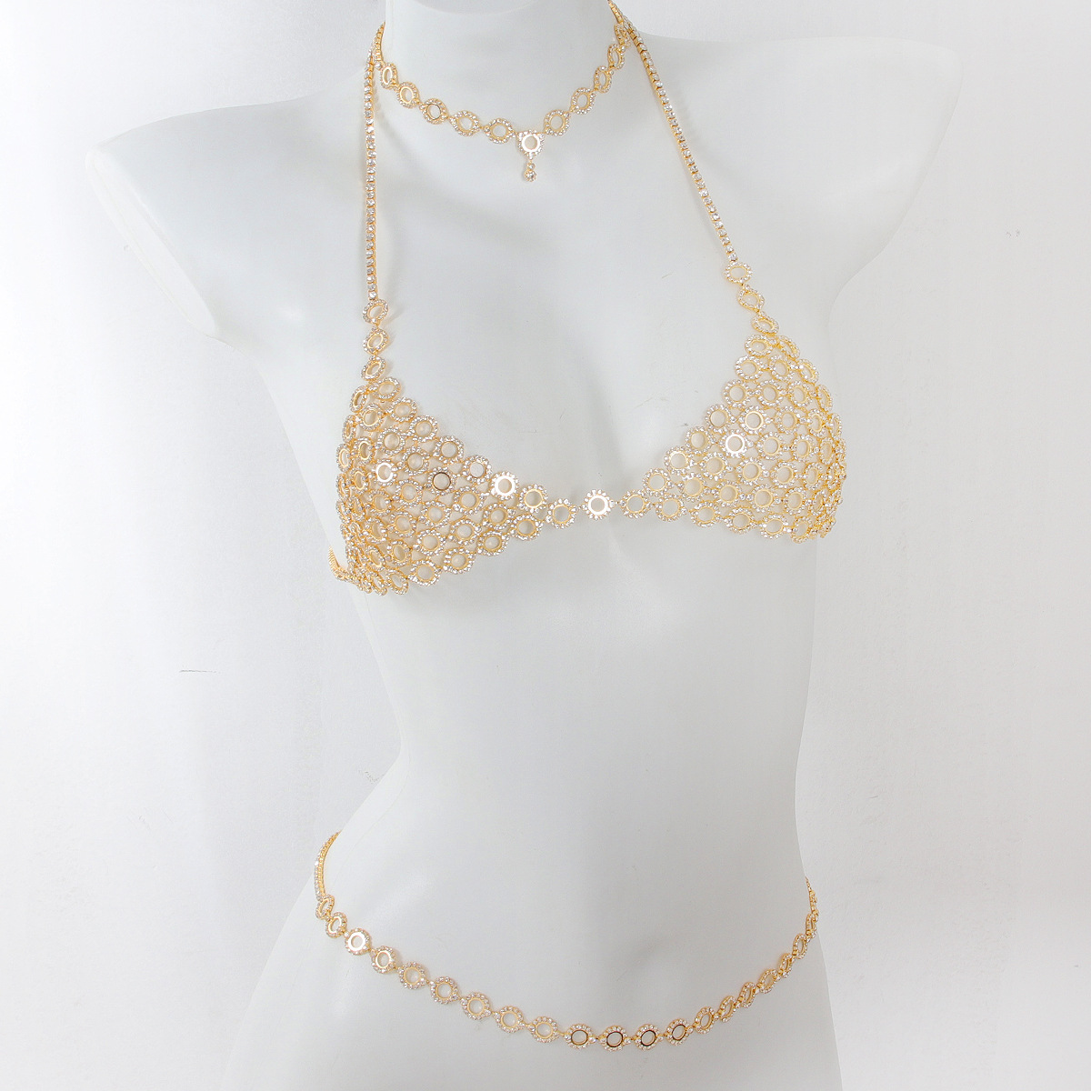 Body Jewelry Bra - Três peças sutiã cintura conjunto cadeia,