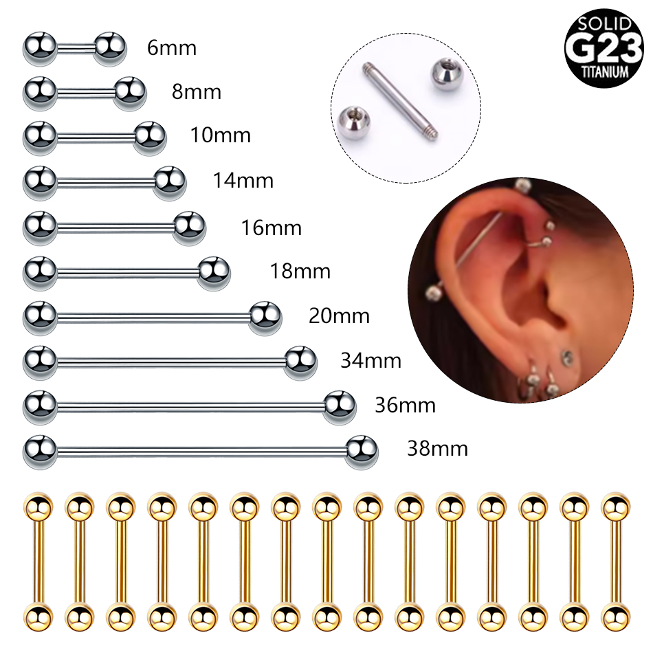 Body Jewelry Barbell - 1/5 pçs titânio fio externo língua