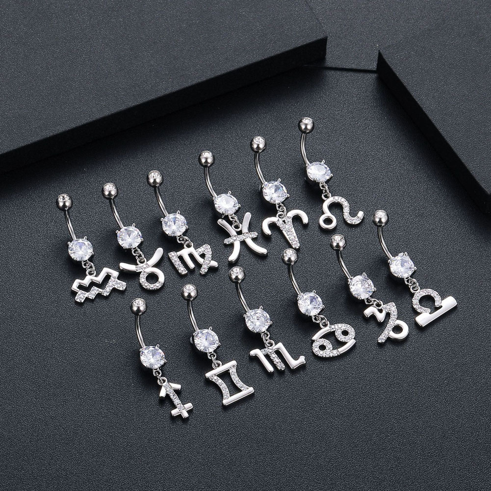Body Jewelry Barbell - 12 constellation série umbigo piercing anel