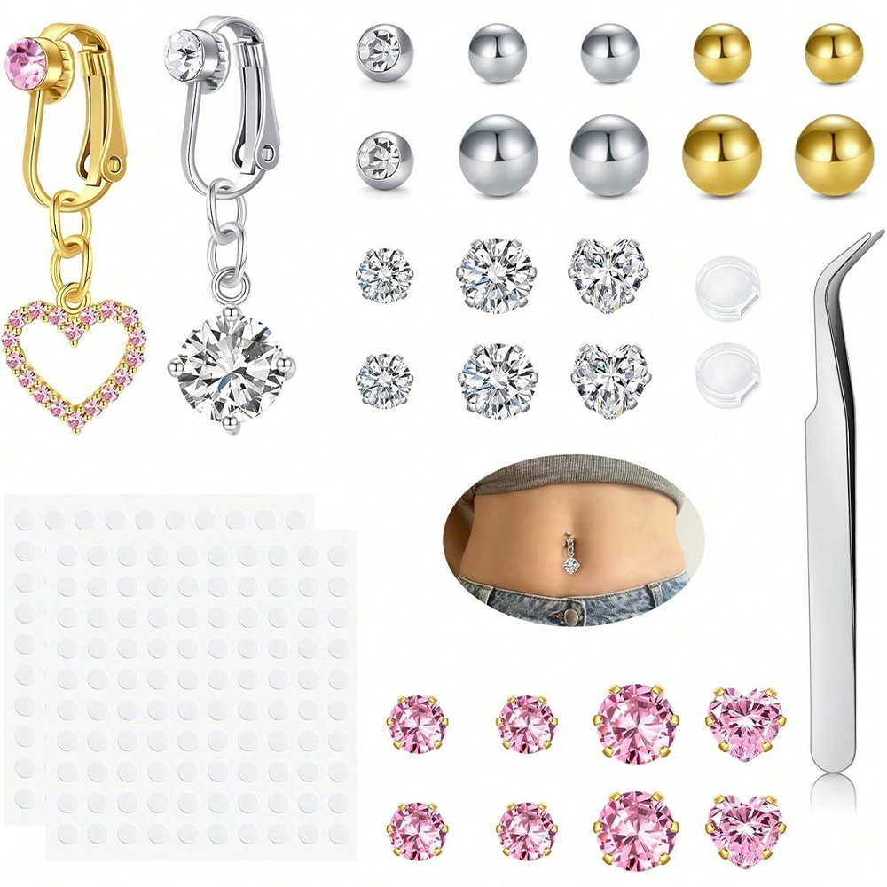 Body Jewelry And Piercing - Piercing Falso Dourado para Umbigo com