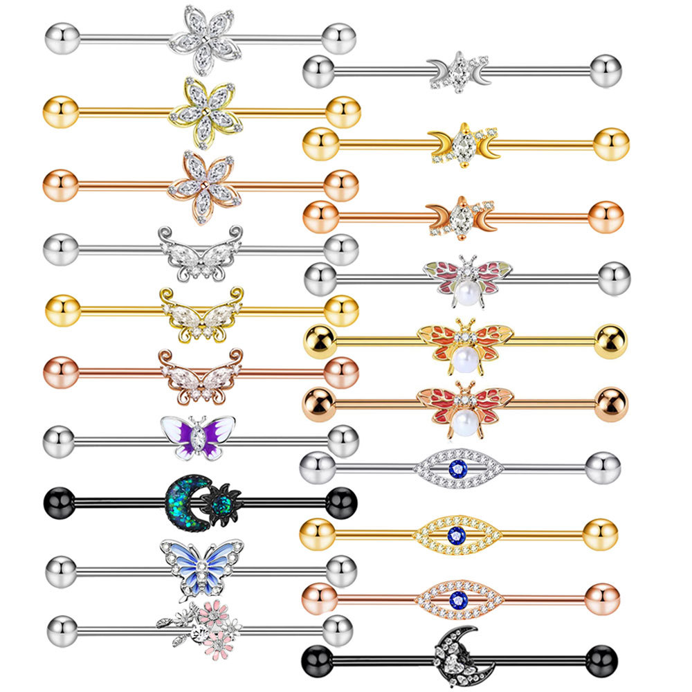 Body Jewelry Barbell - Brincos de Barra CZ Borboleta para