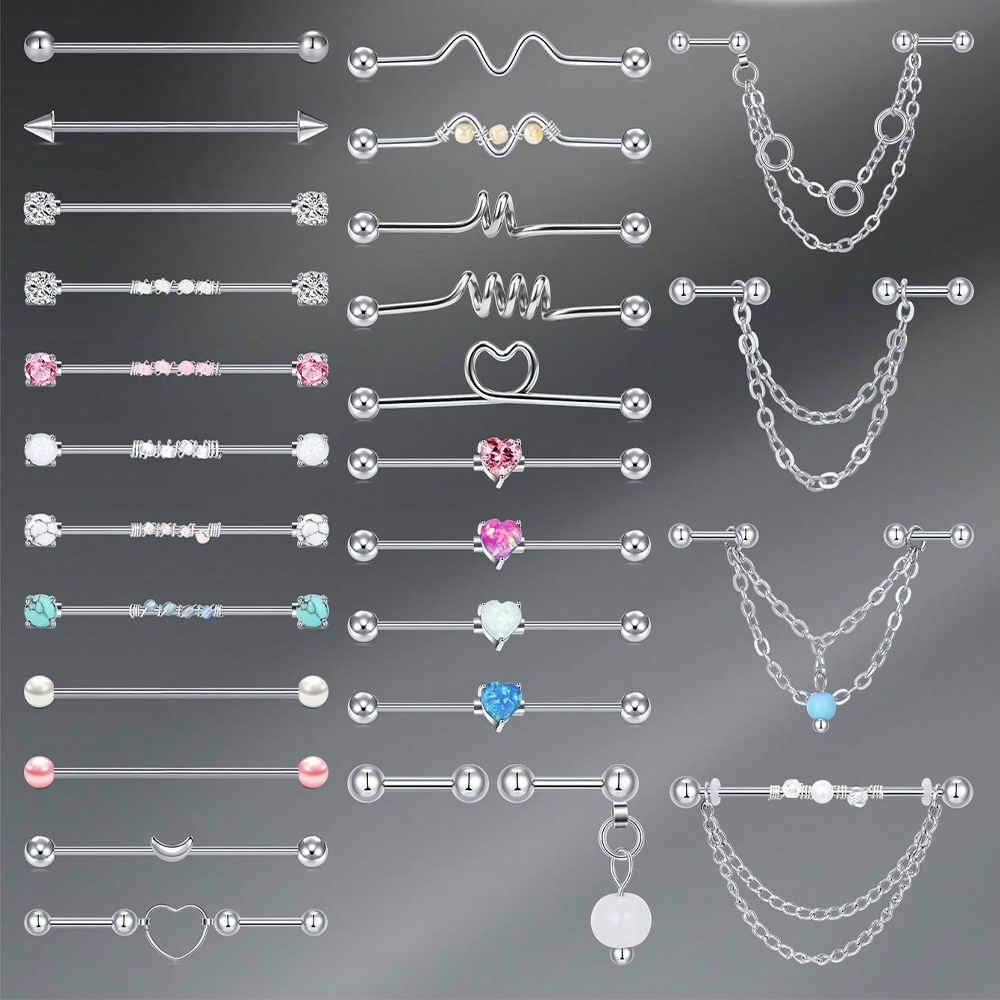 Body Jewelry Barbell - Piercing Industrial de Cartilagem 14G, Joia