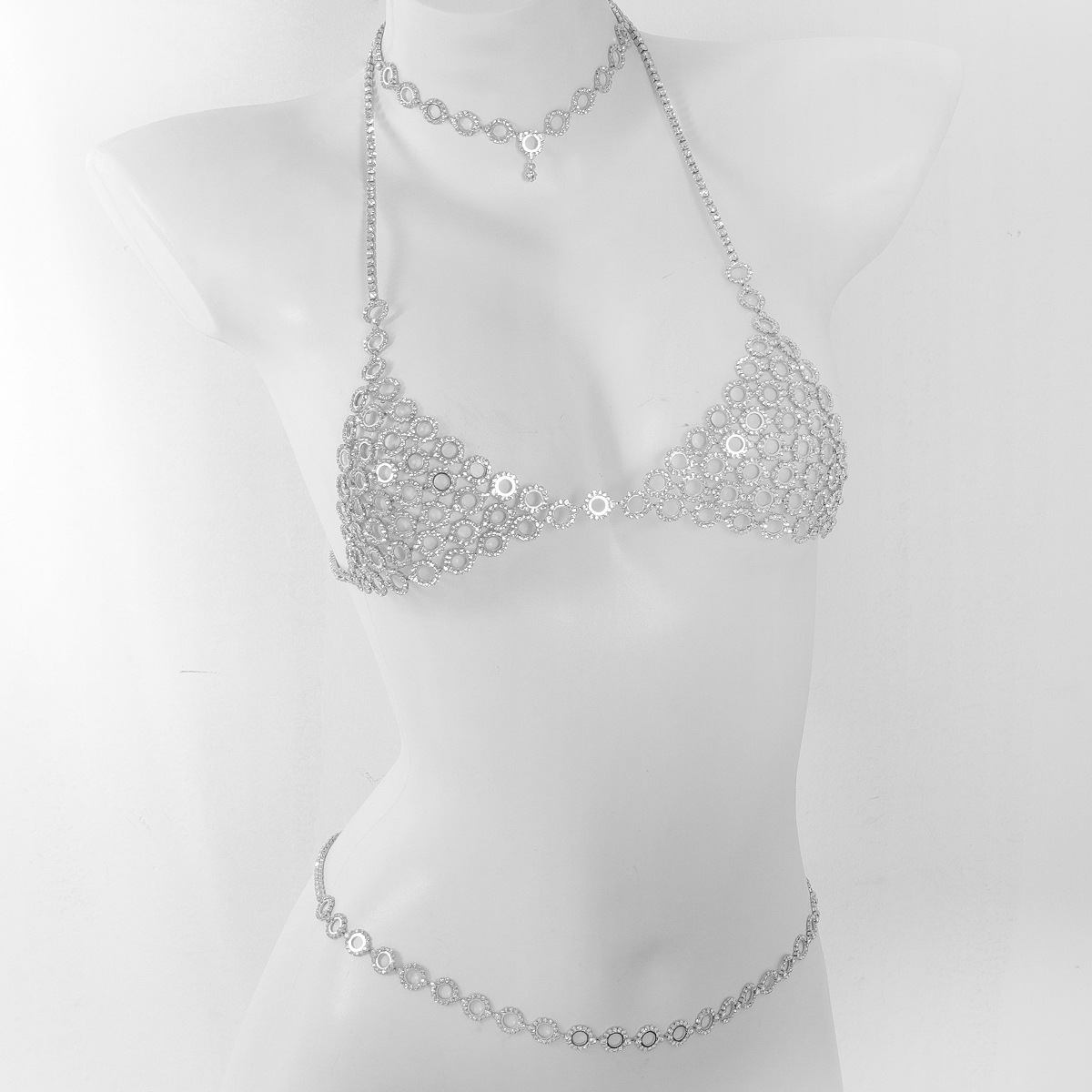 Três peças sutiã cintura conju - Body Jewelry Bra avaliação e preço