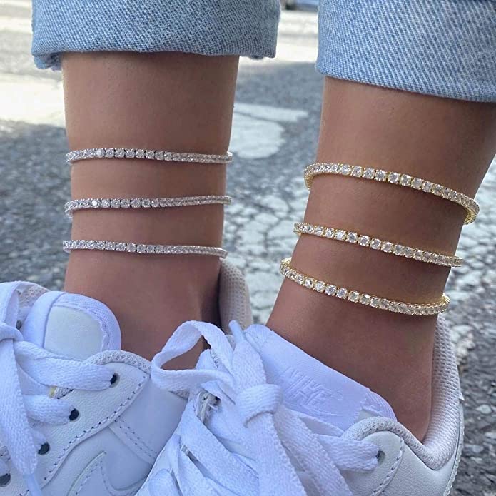 Iced para fora zircon tênis to - Body Jewelry Leg Chain avaliação e preço