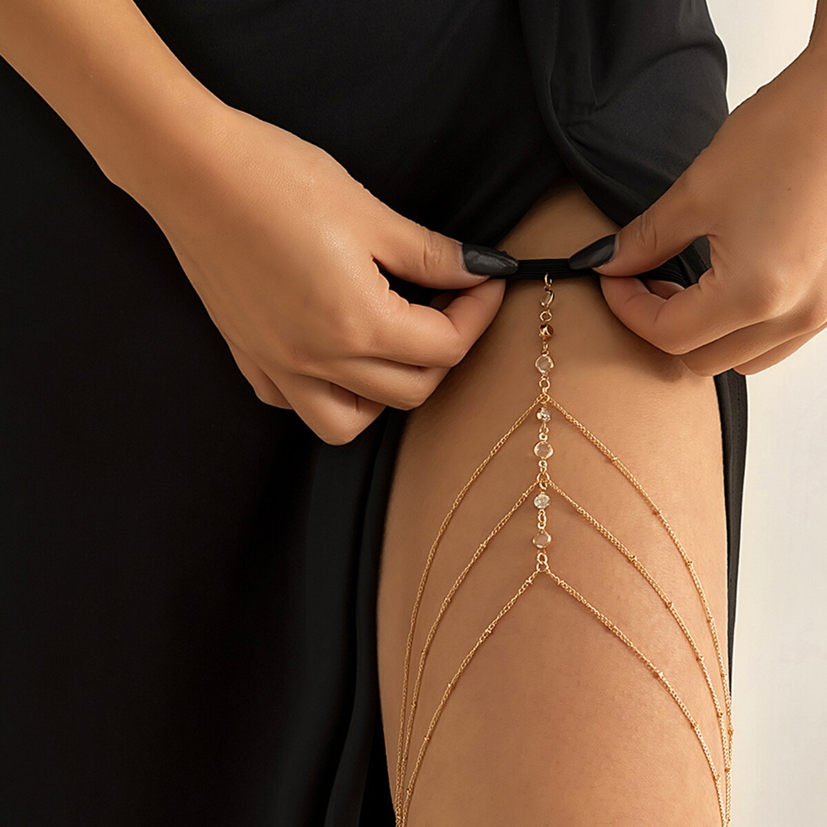 Boho elástico de cristal perna - Body Jewelry Leg Chain avaliação e preço