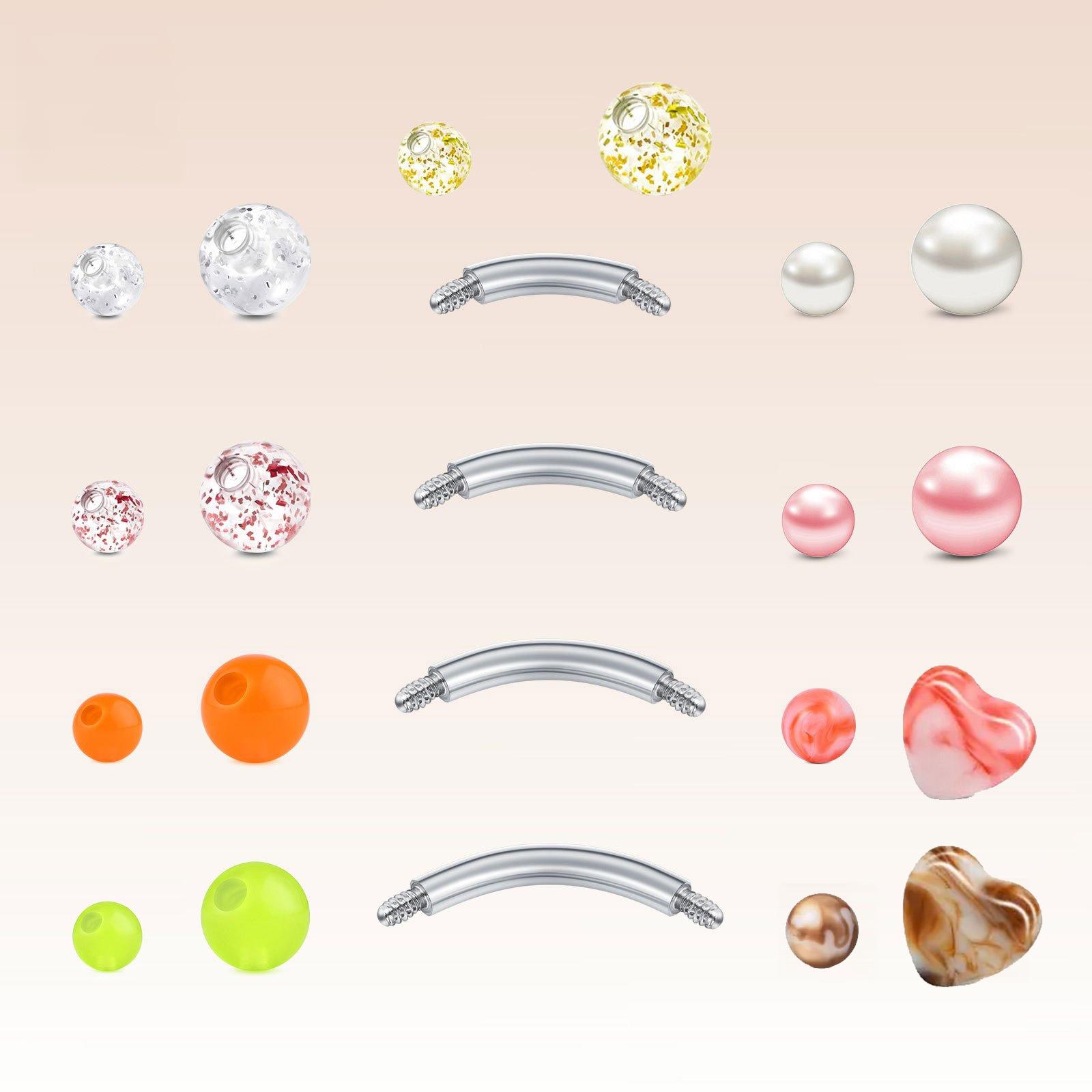 22pcs 14G Navel Barbell Anéis  - Body Jewelry Replacement Ball avaliação e preço